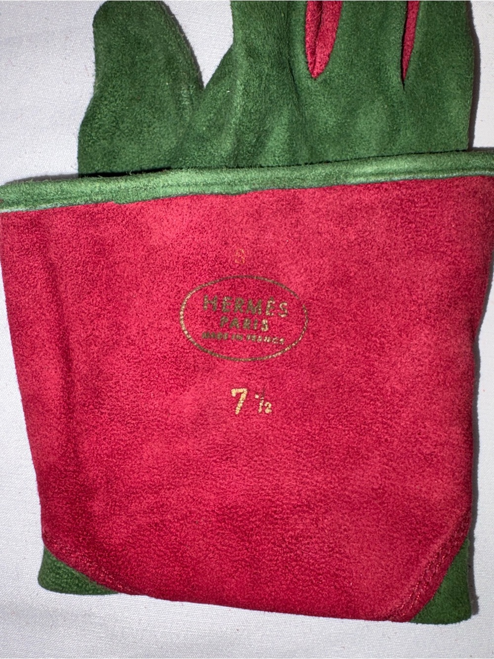 RARE Vintage Hermès Paris Suede Gauntlet Gloves 7.5 France Collector - Picture 3 of 8